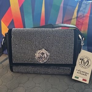 Nwt Valentino Orlandi Black and Silver Crossbody Bag